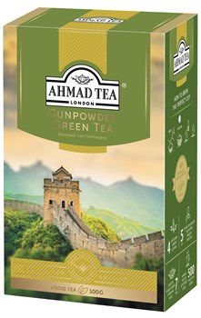 Чай "Ahmad Tea", Чай Ганпаудер, зелёный, листовой, в картонной коробке, 100г - фото 6624
