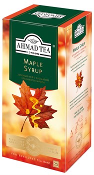Чай "Ahmad Tea" Кленовый Сироп, с ароматом кленового сиропа, зелёный, в пакетиках в конвертах из фольги, 25х1,5г - фото 6652