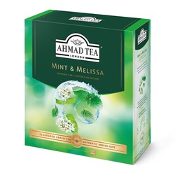 Чай "Ahmad Tea", Чай Мята-Мелиса, с ароматом мяты и мелисы, зелёный, пакетики в конвертах, 100х1,5г - фото 8347