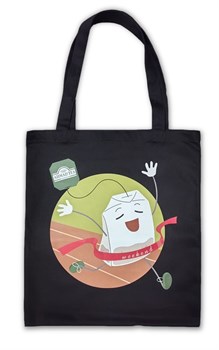 Z738 Сумка-шоппер с логотипом Ahmad Tea, саржа черная, финиш - фото 8563