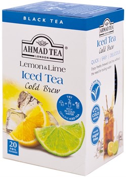 Чай "Ahmad Tea", Cold Brew Lemon&Lime/Лимон&Лайм, черный, пакетики с ярлычками, 20х2,1г - фото 8650