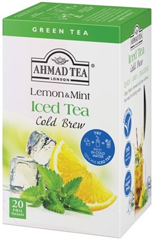 Чай "Ahmad Tea", Cold Brew Lemon&Mint/Лимон&Мята, зеленый, пакетики с ярлычками, 20х2г - фото 8681
