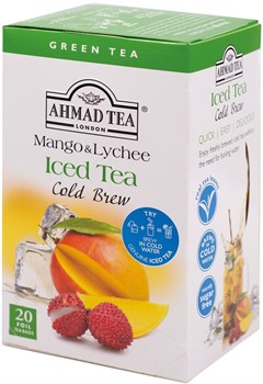 Чай "Ahmad Tea", Cold Brew Mango&Lychee/Манго&Личи, зеленый, пакетики с ярлычками, 20х2г - фото 8696