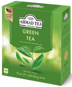Чай "Ahmad Tea" Зелёный чай, в пакетиках с ярлычками в конвертах из фольги,100х2г 478i