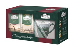 Чай "Ahmad Tea", Набор Чайный "Премиум" с кружкой, пакетики в индивидуальных конвертах, 2х25х2г